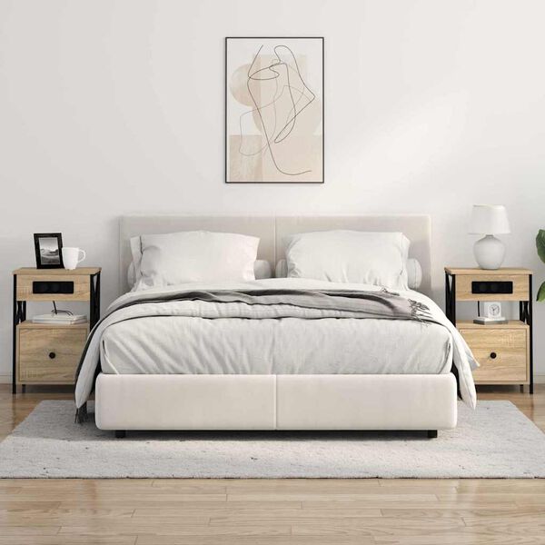 vidaXL Noćni ormar s ladicama 2 pcs Sonoma hrast 40 x 31 x 60 cm