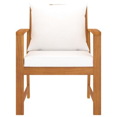 vidaXL Vrtne stolice s krem jastucima 2 kom masivno bagremovo drvo