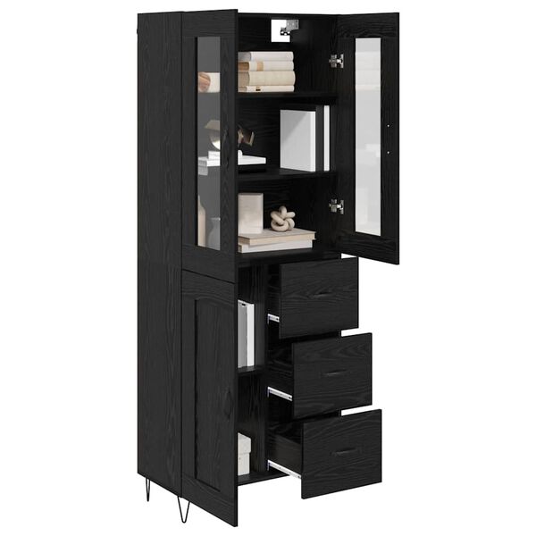 vidaXL Highboard Crni hrast 69,5 x 34 x 90 cm Konstruirano drvo