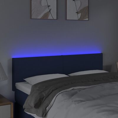 vidaXL LED uzglavlje plavo 144x5x78/88 cm od tkanine