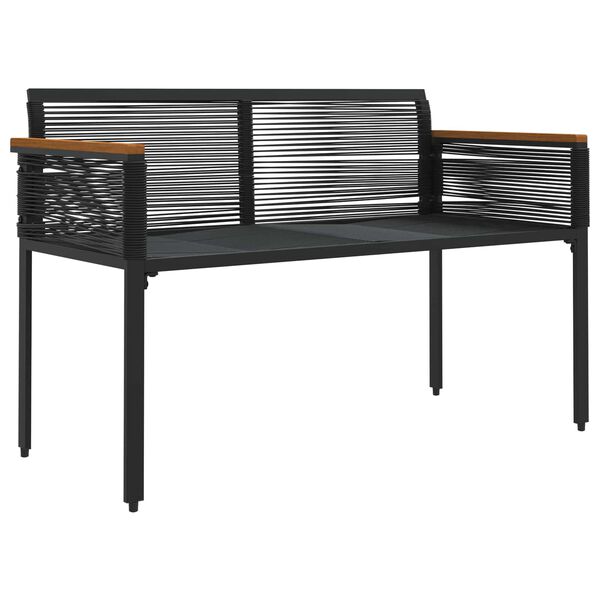 vidaXL Vanjska klupa Crna i krem-bijela 117 x 54 x 74.5 cm poliratan