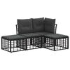 vidaXL Set vanjskih sofa s jastukom 4 pcs Crna Poliester