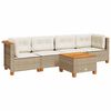 vidaXL 5-dijelni vrtni set sofa s jastucima bež od poliratana