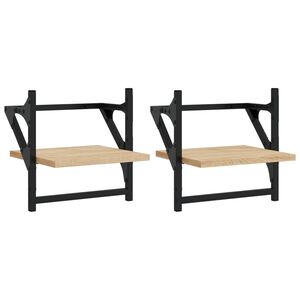 vidaXL Zidne police s prečkama 2 kom boja hrasta sonome 30x25x30 cm