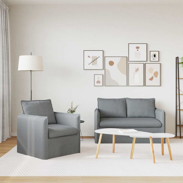 vidaXL Sofa 2 pcs Svjetlosiva 136 x 82 x 85 cm tkanina