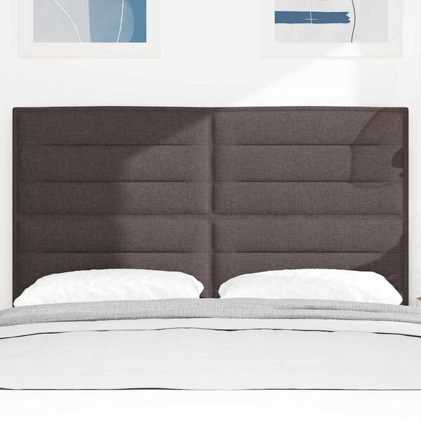 vidaXL LED glava kreveta S LED lampica Tamno smeđa 144 cm Poliester