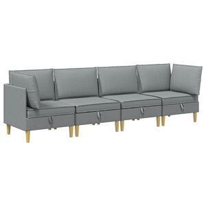 vidaXL Modularni set sofe sa skladi&scaron;tem 4 pcs Svjetlosiva Tkanina
