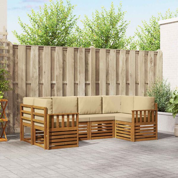 vidaXL Sekcijska garnitura 6 pcs Prirodna Čvrsto drvo akacije