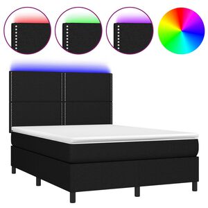 vidaXL Krevet box spring s madracem LED crni 140x200 cm od tkanine
