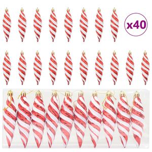 vidaXL Božićna spirala u obliku kugle 40 kom. Crvena 3 x 11 cm