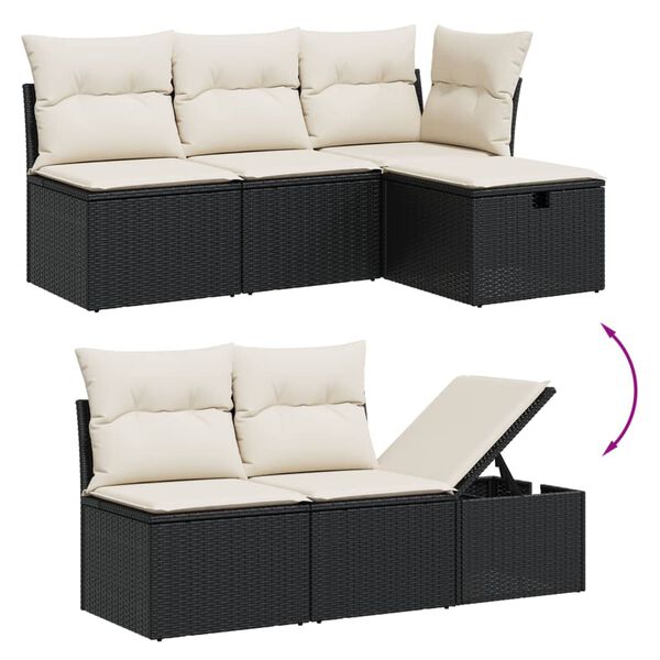 vidaXL 7-dijelni set vrtnih sofa od poliratana s jastucima crni