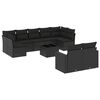 vidaXL 10-dijelni set vrtnih sofa s jastucima crni od poliratana