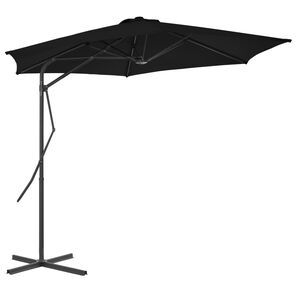 vidaXL Vrtni suncobran s čeličnim stupom 300 x 230 cm crni