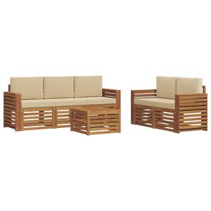 vidaXL Set vanjskih sofa 6 kom. 5-sjedala Prirodna i bež