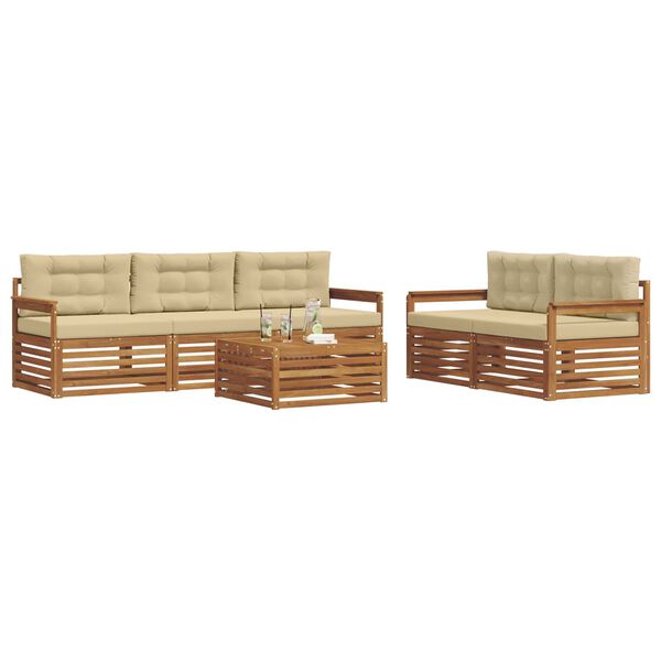vidaXL Set vanjskih sofa s jastukom 6 pcs Prirodna i bež