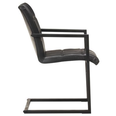 vidaXL Konzolne blagovaonske stolice od prave kože 2 kom crne