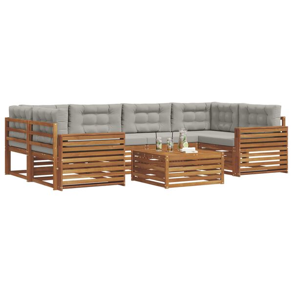 vidaXL Set vanjskih sofa s jastukom 7 pcs Prirodna i svijetlo siva