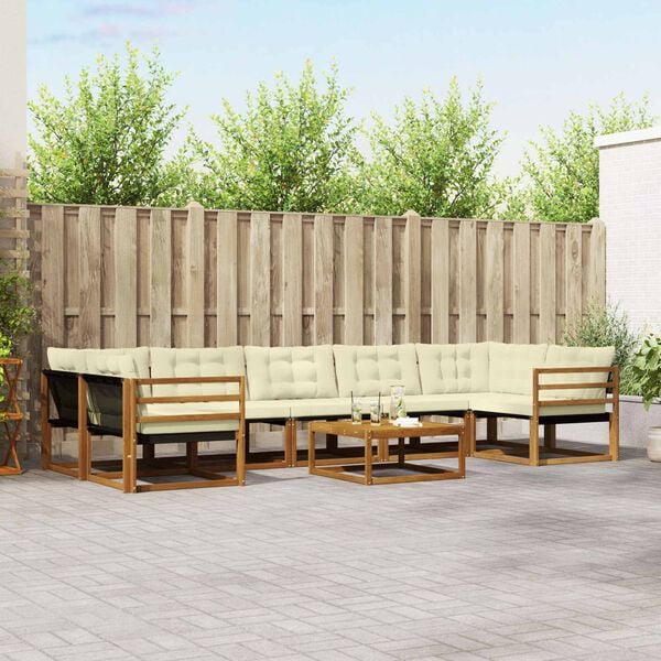 vidaXL Set vanjskih sofa s jastukom 8 pcs Prirodna i krem