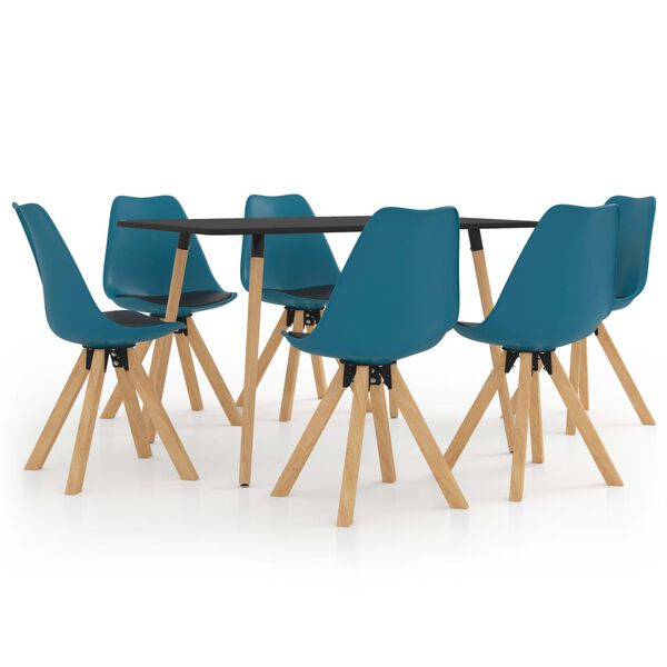 vidaXL 7-dijelni blagovaonski set tirkizno-crni