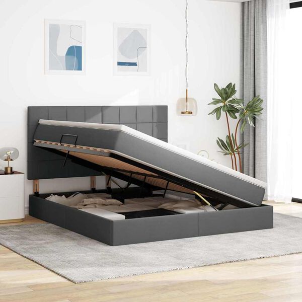 vidaXL Krevet s madracem i skladi&scaron;tem Tamno siva 160 x 200 cm