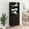 vidaXL Highboard Crni hrast 69,5 x 34 x 180 cm Konstruirano drvo