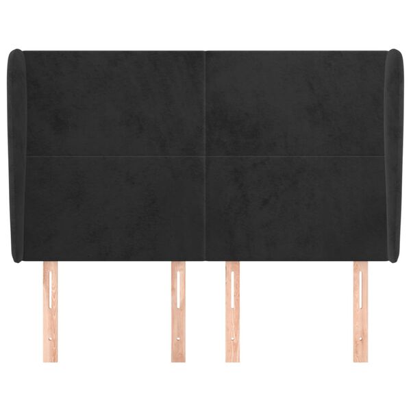 vidaXL Uzglavlje s u&scaron;ima crno 147x23x118/128 cm bar&scaron;unasto