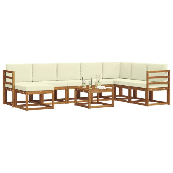 vidaXL Set vanjskih sofa s jastukom 9 pcs Prirodna i krem