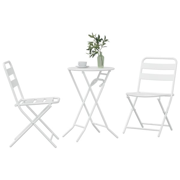 vidaXL Bistro set 3 pcs Bijelo Čelik