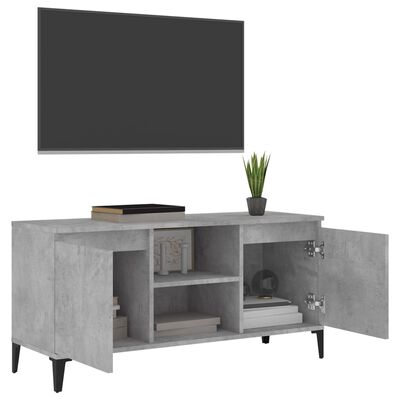 vidaXL TV ormarić s metalnim nogama siva boja betona 103,5x35x50 cm