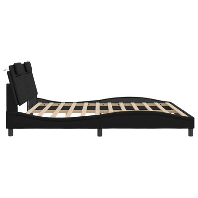 vidaXL Okvir kreveta s LED svjetlima crni 200 x 200 cm od umjetne kože