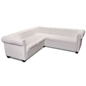 vidaXL Kutna garnitura Chesterfield za 5 osoba od umjetne kože bijela