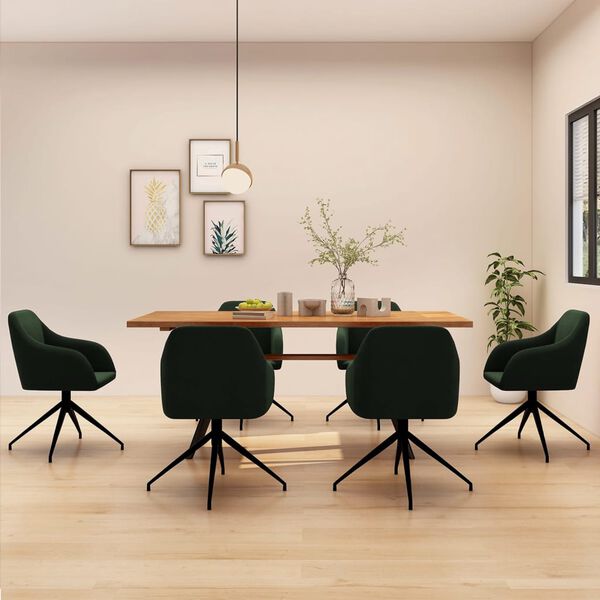 vidaXL Blagovaonske stolice 6 kom tamnozelene bar&scaron;unaste