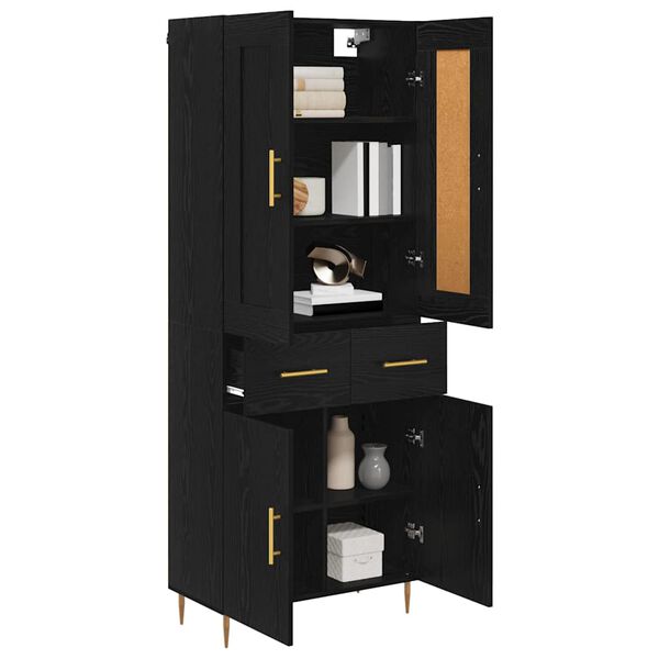 Highboard s ladicama Crni hrast 69,5 x 34 x 180 cm Konstruirano drvo