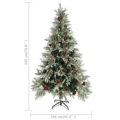 vidaXL Osvijetljeno božićno drvce i šiške zeleno-bijelo 195 cm PVC/PE