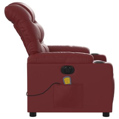 vidaXL Električni masažni naslonjač od umjetne kože crvena boja vina