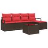 vidaXL Set sofe s jastukom s pohranom 6 pcs Smeđa i crvena poliratan