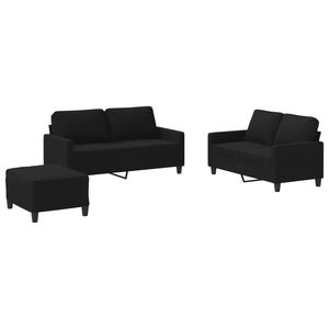 vidaXL 3-dijelni set sofa s jastucima crni od tkanine