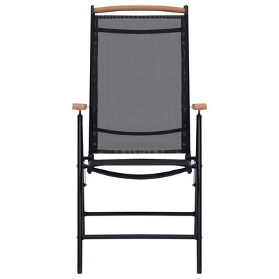 vidaXL Sklopive vrtne stolice 2 kom od aluminija i tekstilena crne