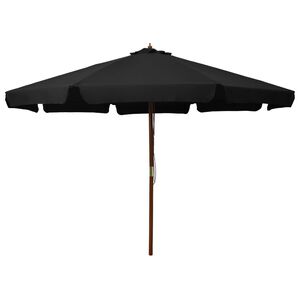 vidaXL Vrtni suncobran s drvenom &scaron;ipkom 330 cm crni