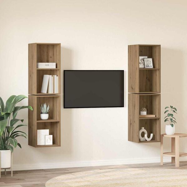 vidaXL Set TV komoda Zidne 4 pcs Umjetnički hrast 37 x 37 x 72 cm