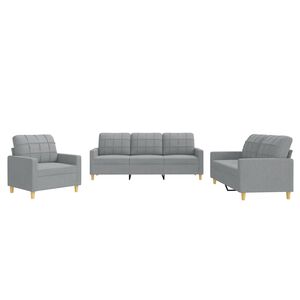 vidaXL 3-dijelni set sofa s jastucima svjetlosivi od tkanine