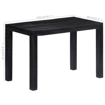 vidaXL Blagovaonski stol crni 118 x 60 x 76 cm od masivnog drva manga