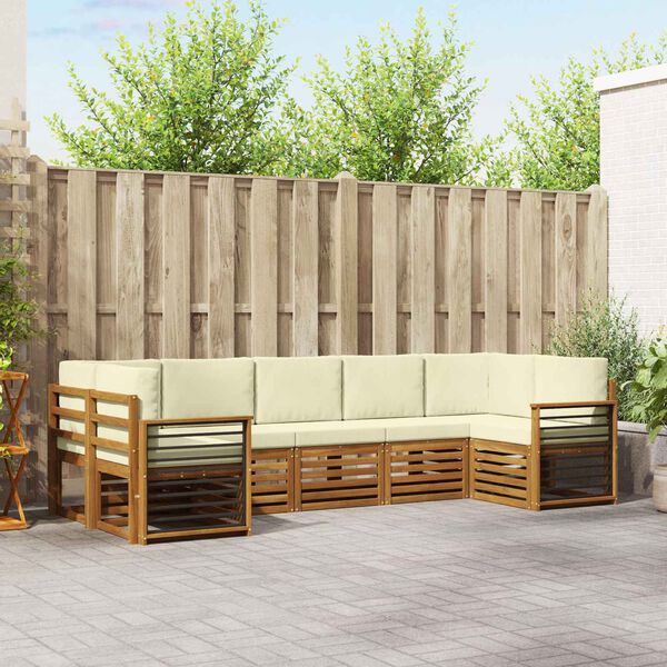 vidaXL Setovi sofa 7 pcs Prirodna i krem Čvrsto drvo akacije