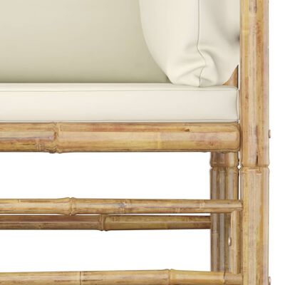 vidaXL 2-dijelna vrtna garnitura od bambusa s krem bijelim jastucima
