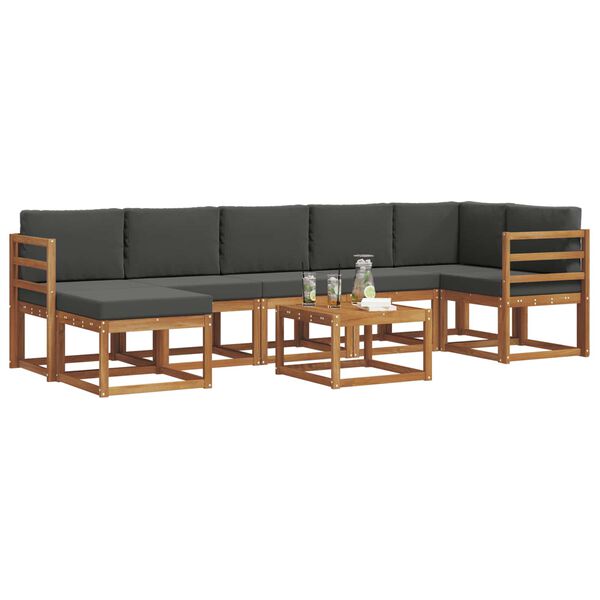 vidaXL Set vanjskih sofa s jastukom 8 pcs Prirodna i antracit
