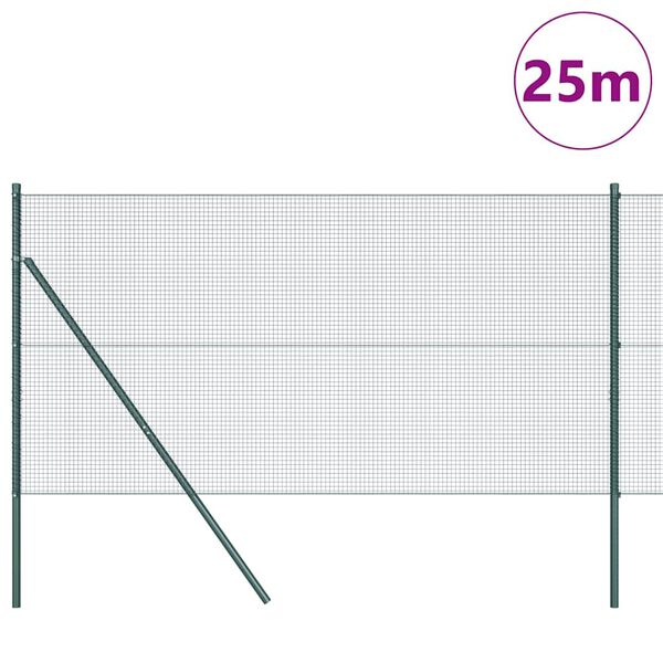 vidaXL Stup za ogradu Zelena 25 x 1 m (mreža 16 x 16 mm) Čelik