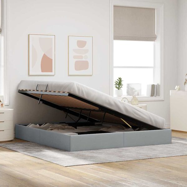 vidaXL Krevet s od storage Svijetlo siva 180 x 200 cm tkanina