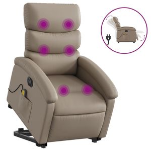 vidaXL Električni masažni naslonjač na podizanje boja cappuccina