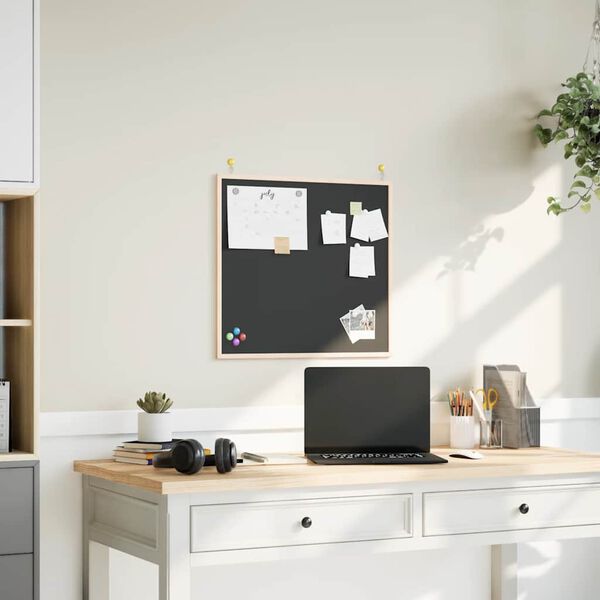 vidaXL Ploča za pisanje kredom s okvirom od masivnog borovog drva crna 60x55 cm