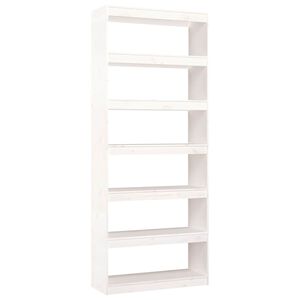 vidaXL Ormarić za knjige / pregrada bijeli 80x30x199,5 cm od borovine